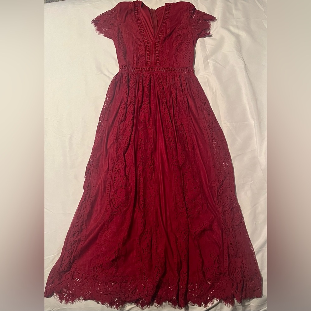 Burgundy wine color maxi evening dress